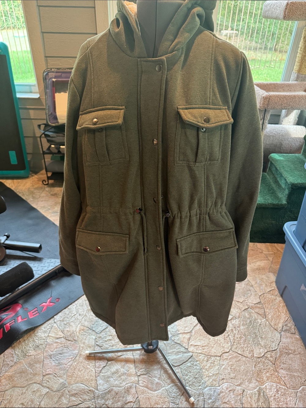 torrid Olive Green Hooded Utility Jacket